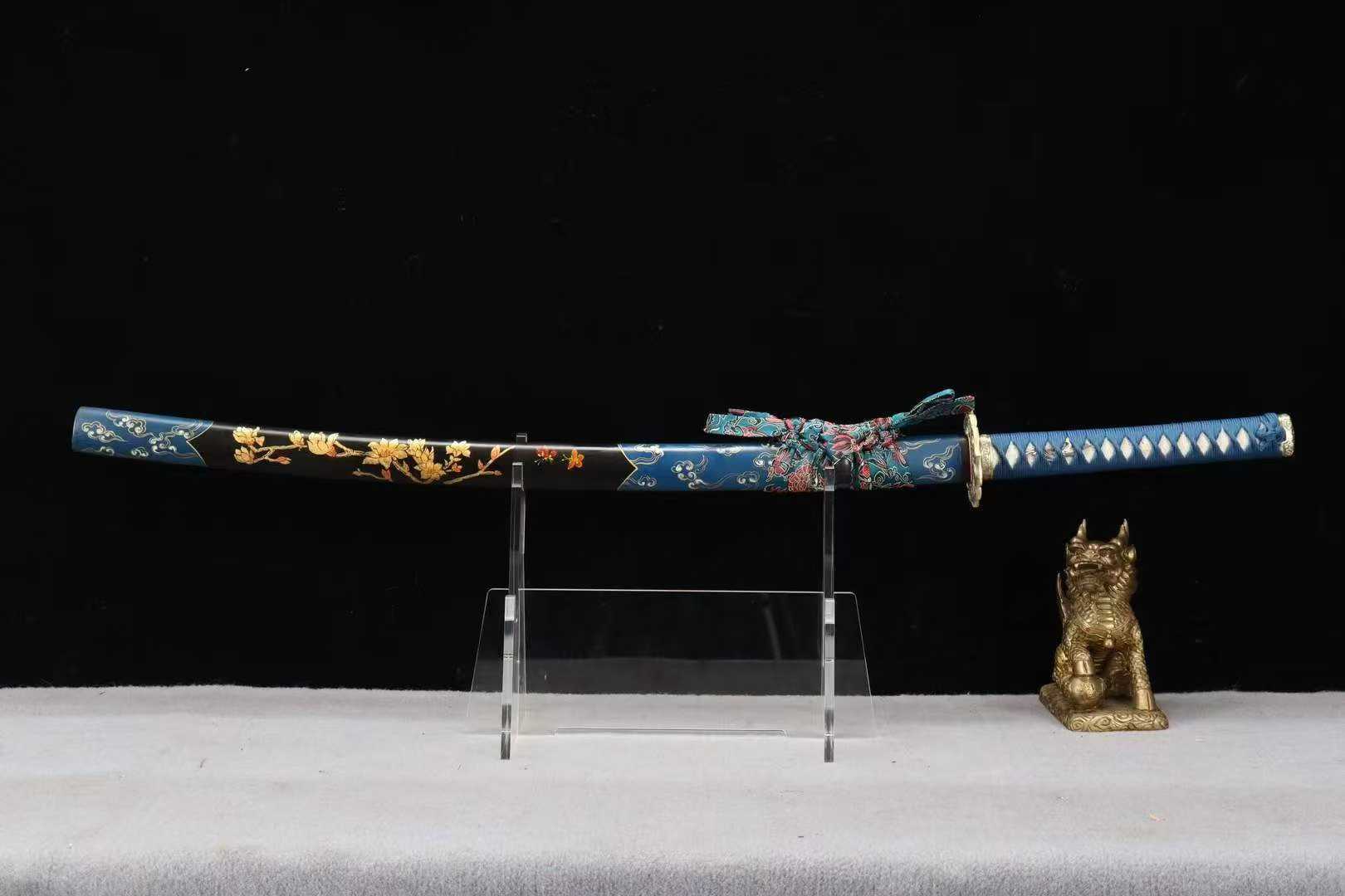 Kiếm Nhật Katana 26 Inch - T10 Thép Nung Xanh, Tay Cầm Đồng, Bao Kiếm Vẽ Tay Chân Hành